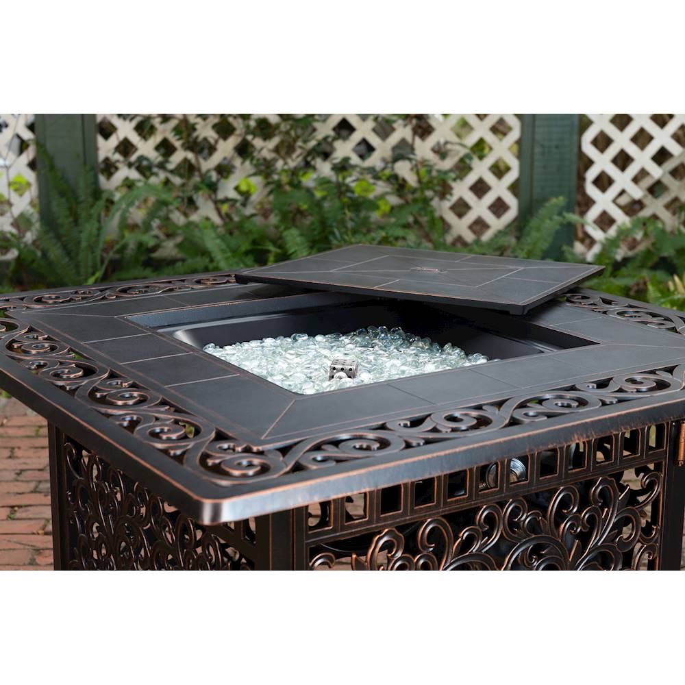 Best Buy Fire Sense Sedona Square Aluminum Lpg Fire Pit Antique Bronze 62527 