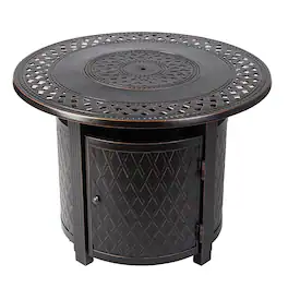 Fire Sense - Wagner Woven Aluminum Convertible Gas Fire Pit Table 37,000 BTU Multi-Functional Outdoor with Fire Bowl Lid - Antique Bronze