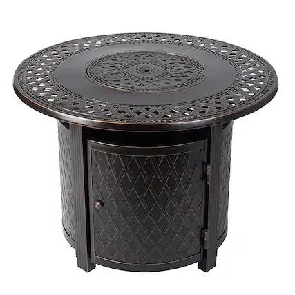 Front. Fire Sense - Wagner Round Aluminum LPG Fire Pit - Antique Bronze.
