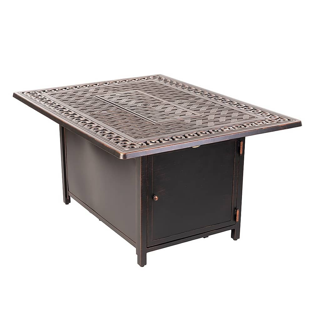 Fire Sense Meerin Rectangular Aluminum Lpg Fire Pit Antique Bronze