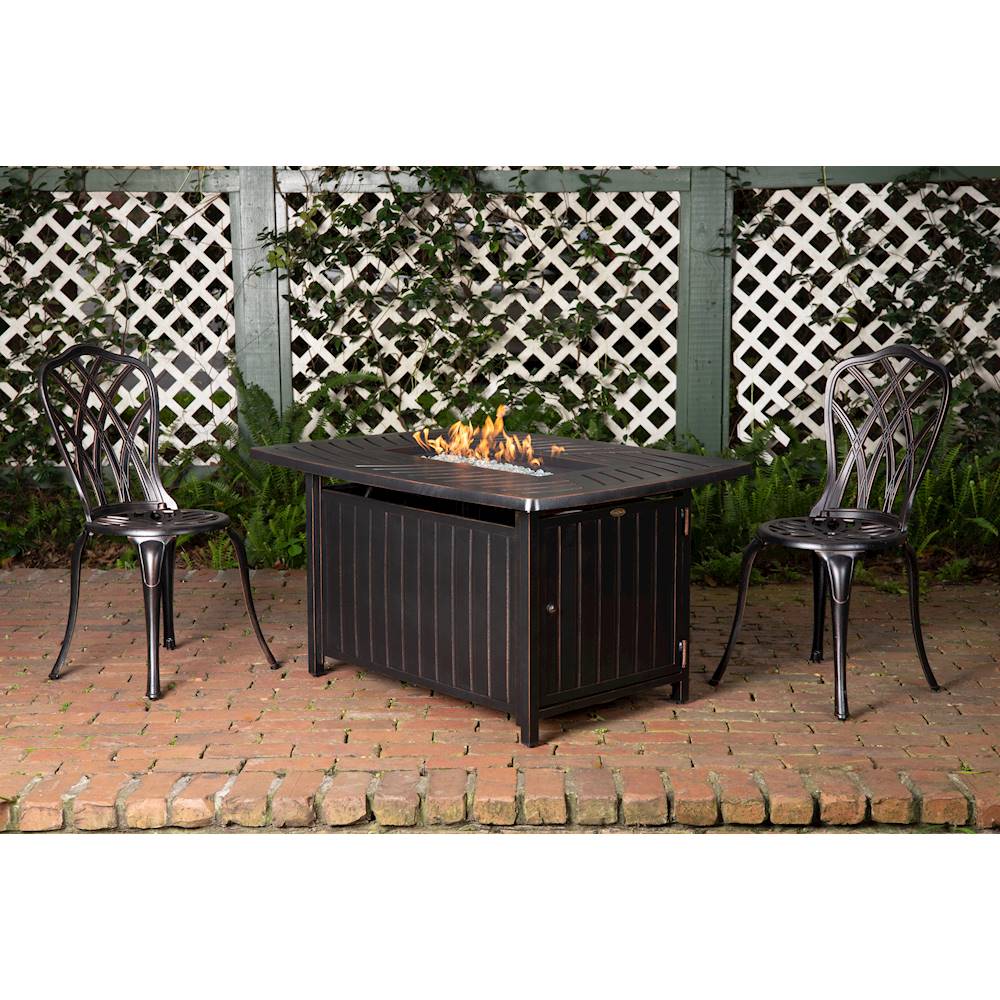 Best Buy: Fire Sense Bravos Rectangular Aluminum LPG Fire Pit Antique ...