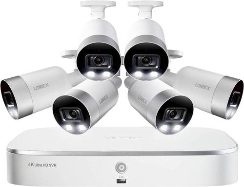 Lorex - 8-Channel, 6-Camera Indoor/Outdoor Wired 4K UHD 3TB NVR Surveillance System - Black/White