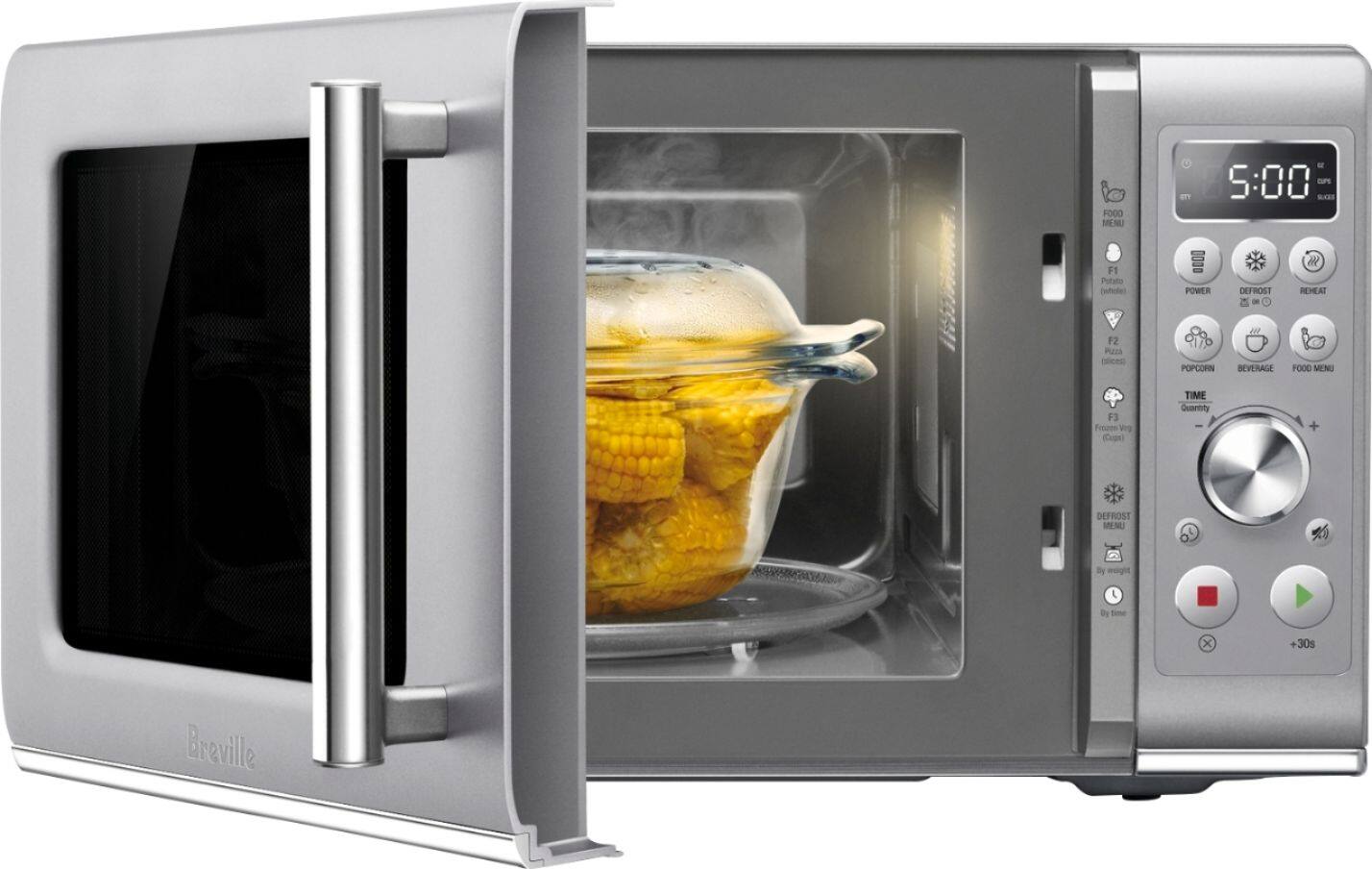 Alt View 11. Breville - the Compact Wave Soft Close 0.9 Cu. Ft. Microwave - Brushed Stainless Steel.