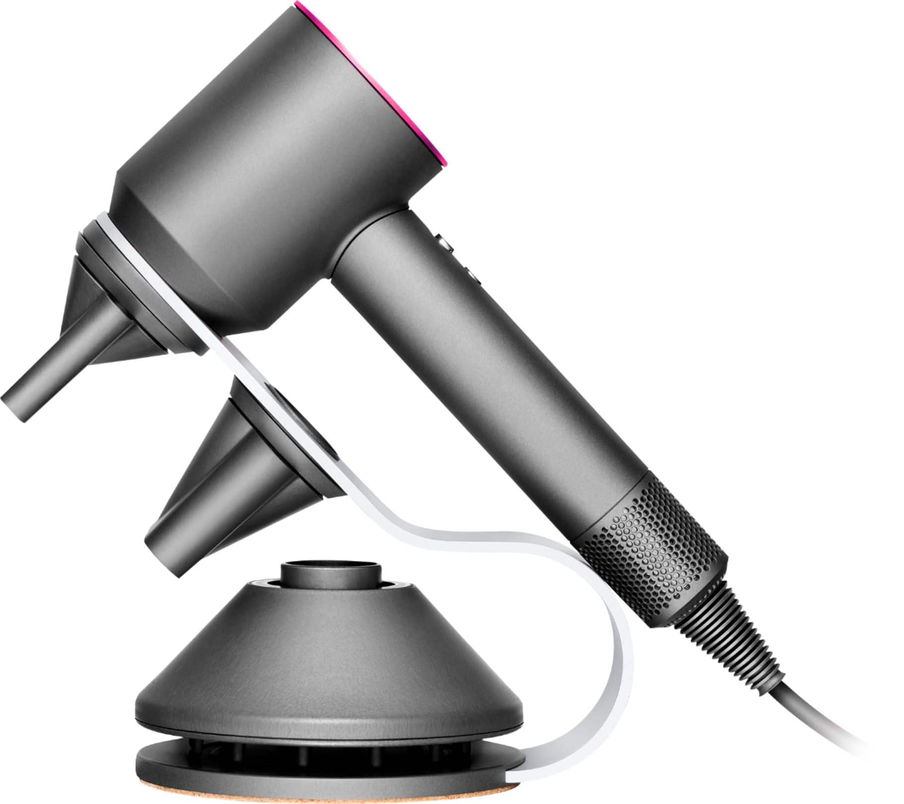Left. Dyson - Supersonic Hair Dryer with Display Stand - Fuchsia/Iron.