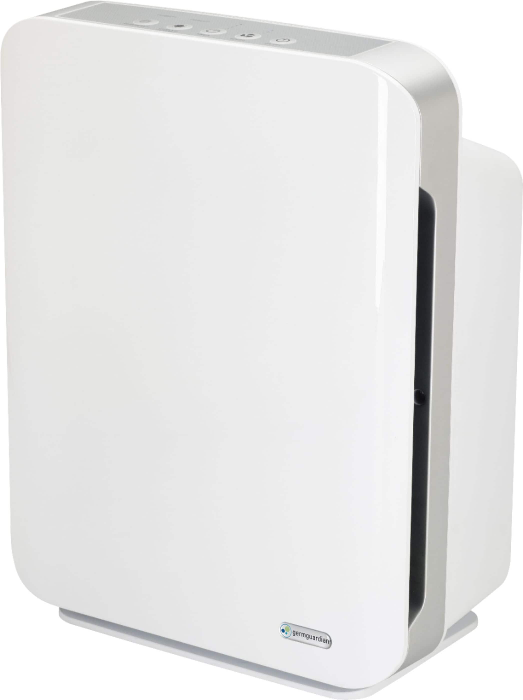 Left. GermGuardian - 21" Air Purifier Console with HEPA Filter for 338 Sq. Ft Rooms - White.