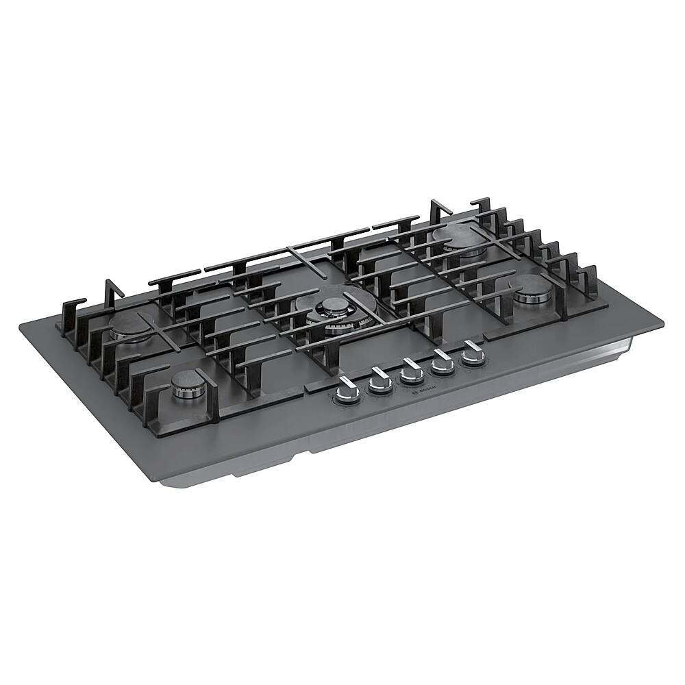 Angle. Bosch - Benchmark Series 36" Built-In Gas Cooktop with 5 burners - Gray.