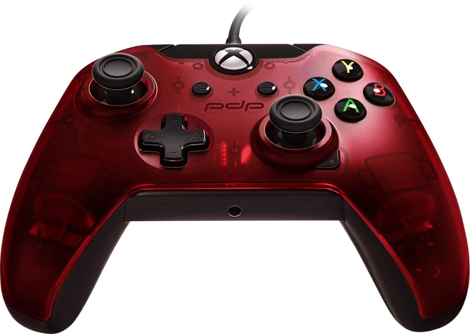 Front. PDP - Wired Controller for PC, Xbox One, Xbox One S and Xbox One X - Crimson Red.