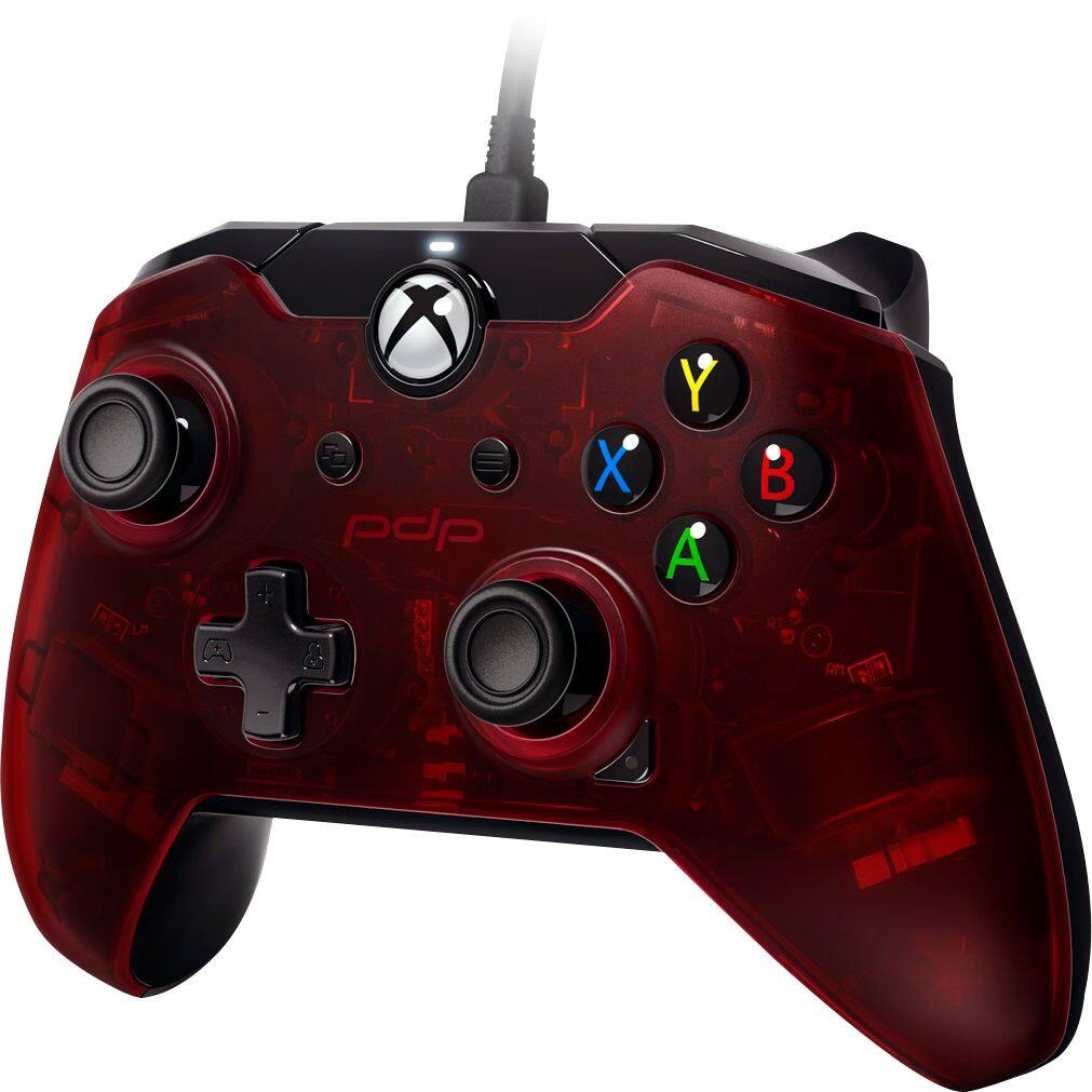 Left. PDP - Wired Controller for PC, Xbox One, Xbox One S and Xbox One X - Crimson Red.