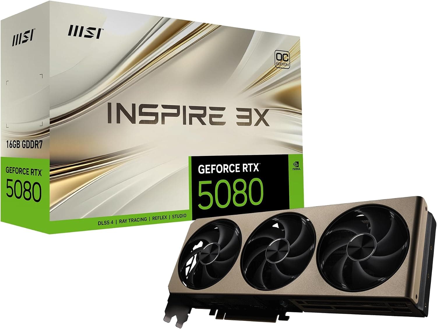 MSI - NVIDIA GeForce GeForce RTX 5080 16G INSPIRE 3X OC 16GB GDDR7 PCI Express Gen 5 Graphics Card