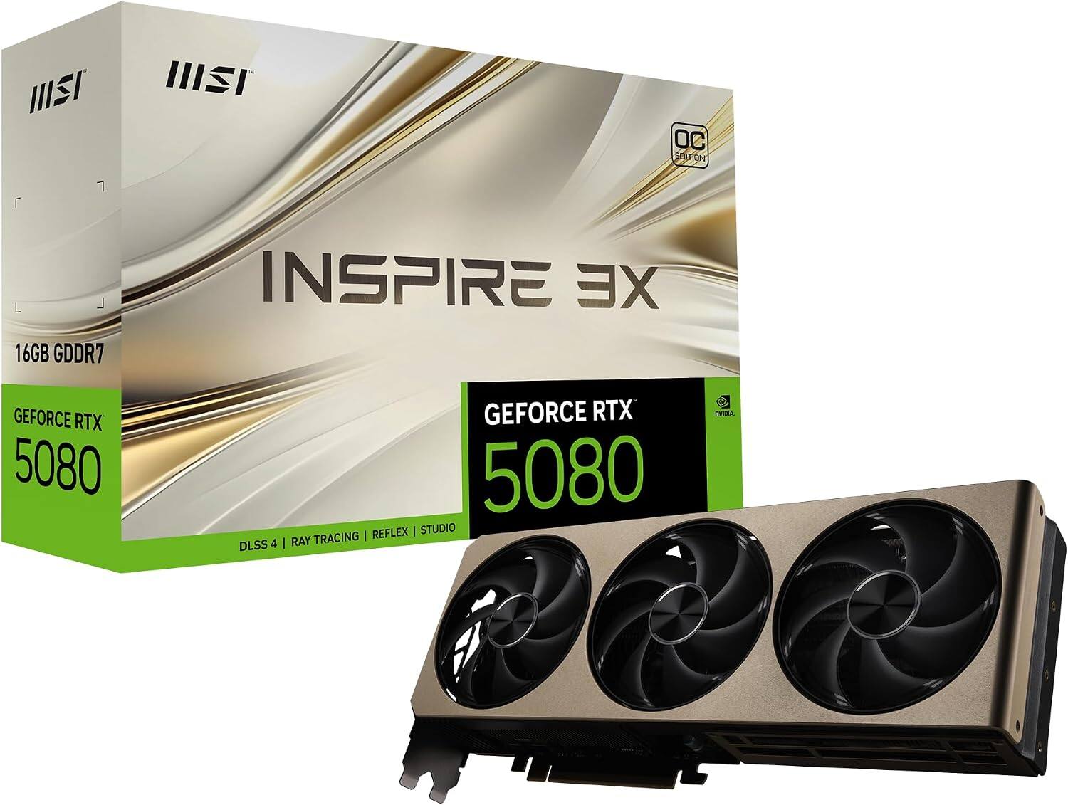 MSI INSPIRE EX 16GB GDDR7 GEFORCE RTX 5080 DLSS 4 GEFORCE RTX 5080 REFLEX | STUDIO RAY TRACING
