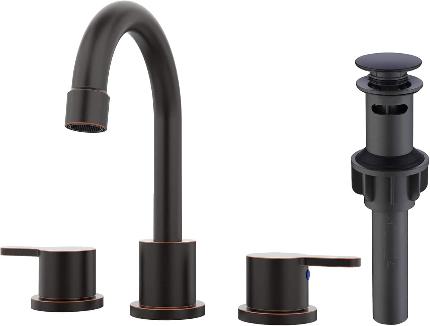 2-Handle 8-in Widespread Bathroom Faucet, 3-Hole Vanity Sink Faucet with Swivel Spout and Drain