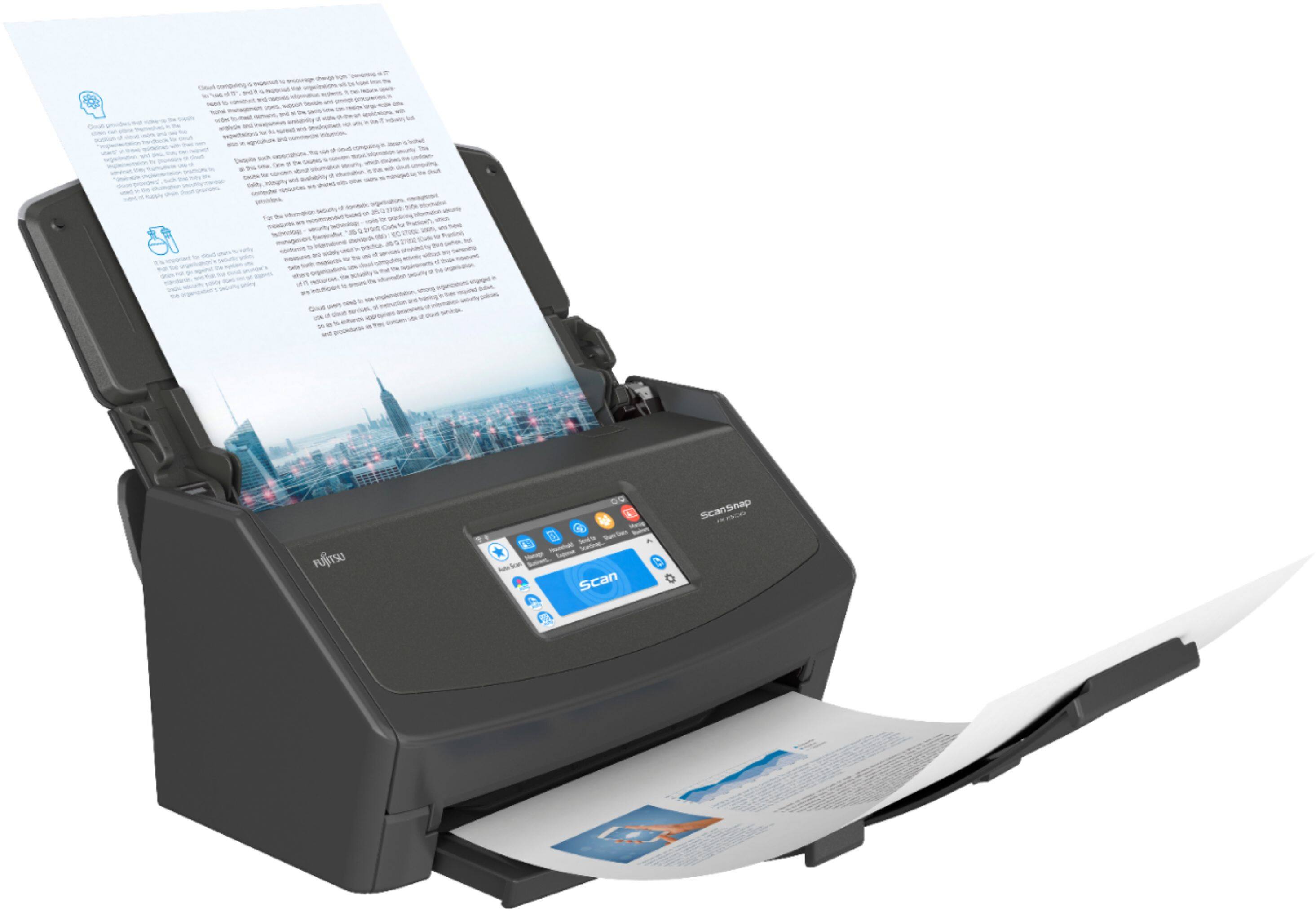 Angle. Fujitsu - ScanSnap iX1500 Color Duplex Document Scanner with Touchscreen - Black/Gray.