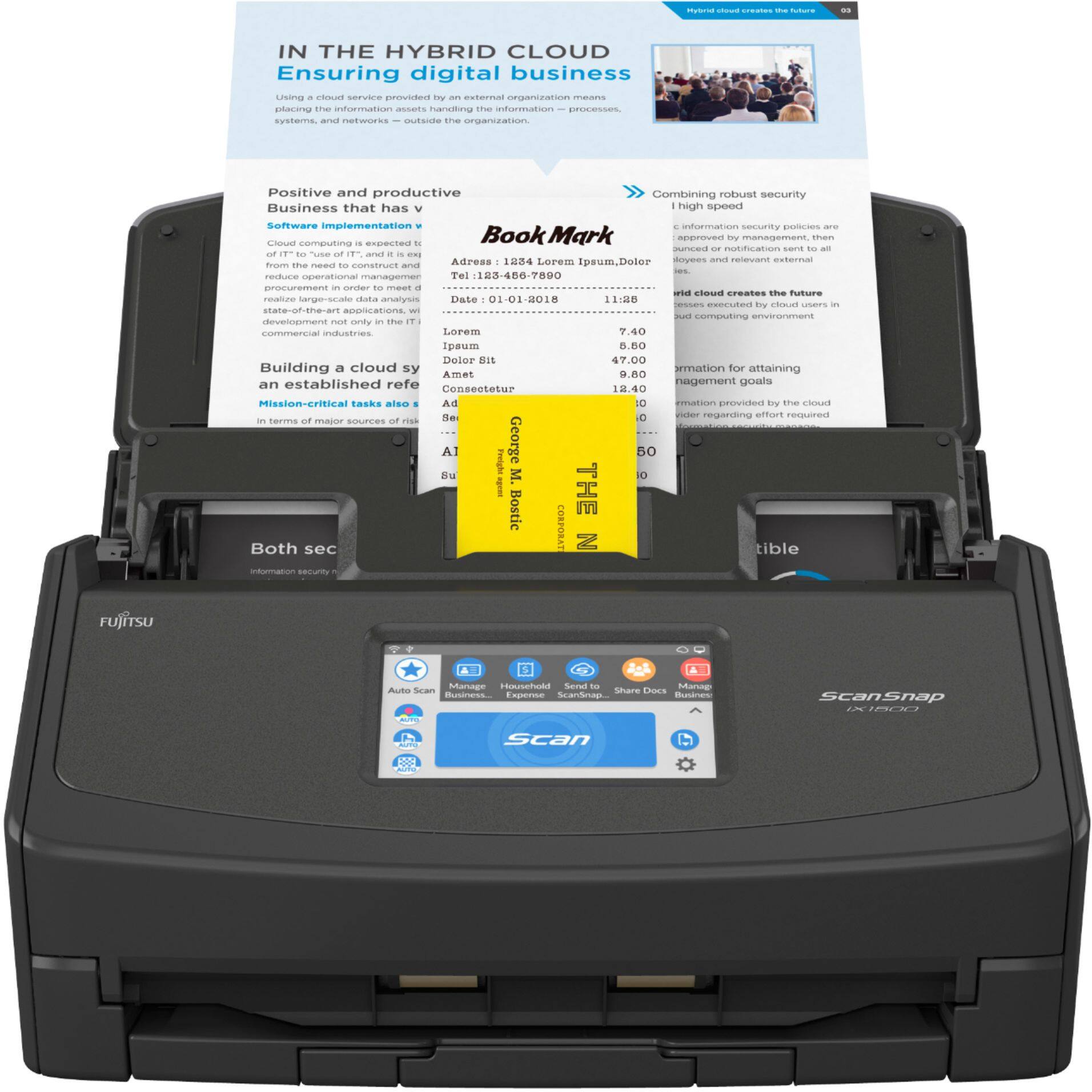 Alt View 1. Fujitsu - ScanSnap iX1500 Color Duplex Document Scanner with Touchscreen - Black/Gray.