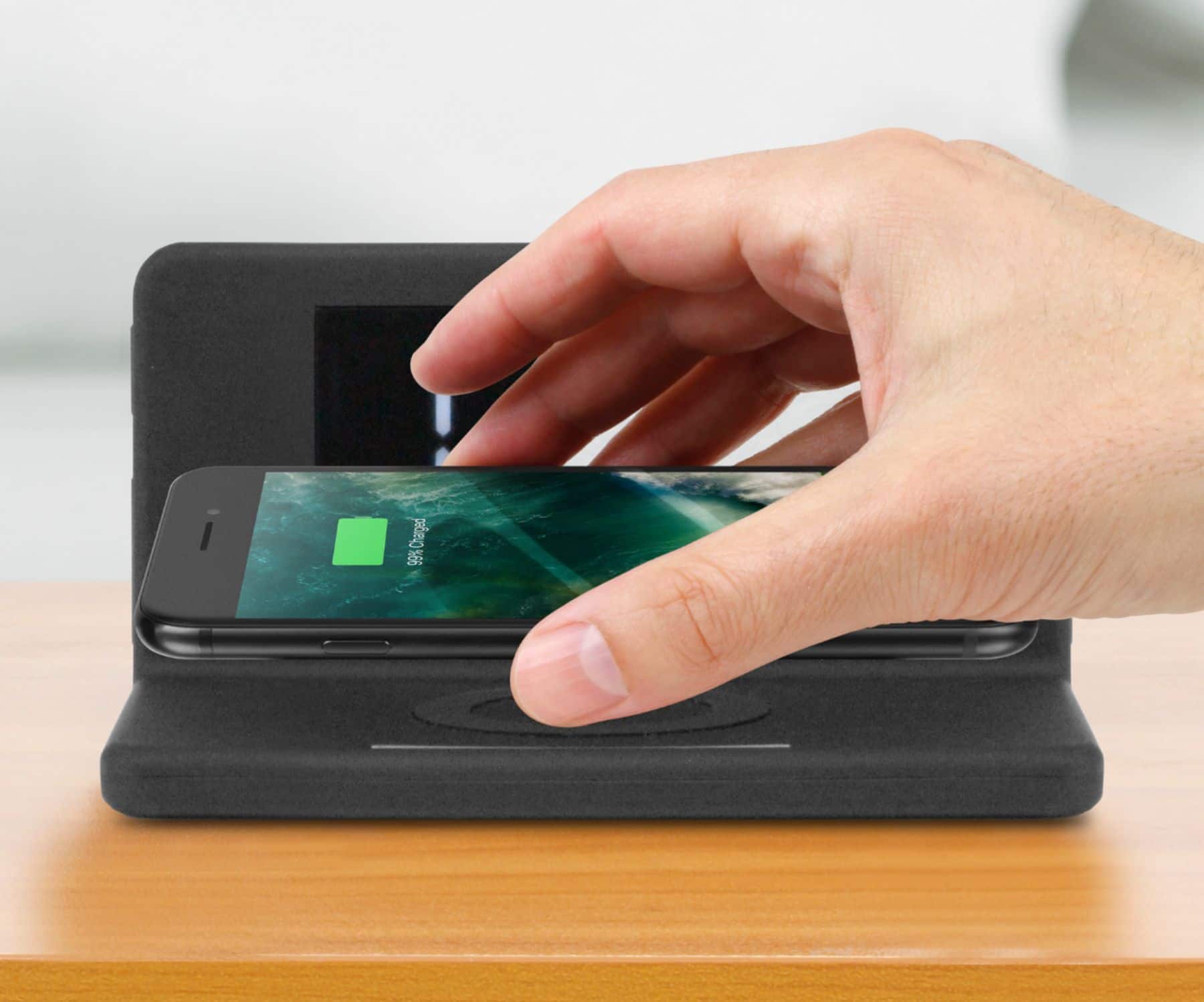 Alt View 14. Aluratek - Alarm Clock with Nightlight and Qi Wireless Charging - Black.