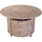 Fire Sense - Thatcher Round Aluminum LPG Fire Pit - Driftwood - Larger Front