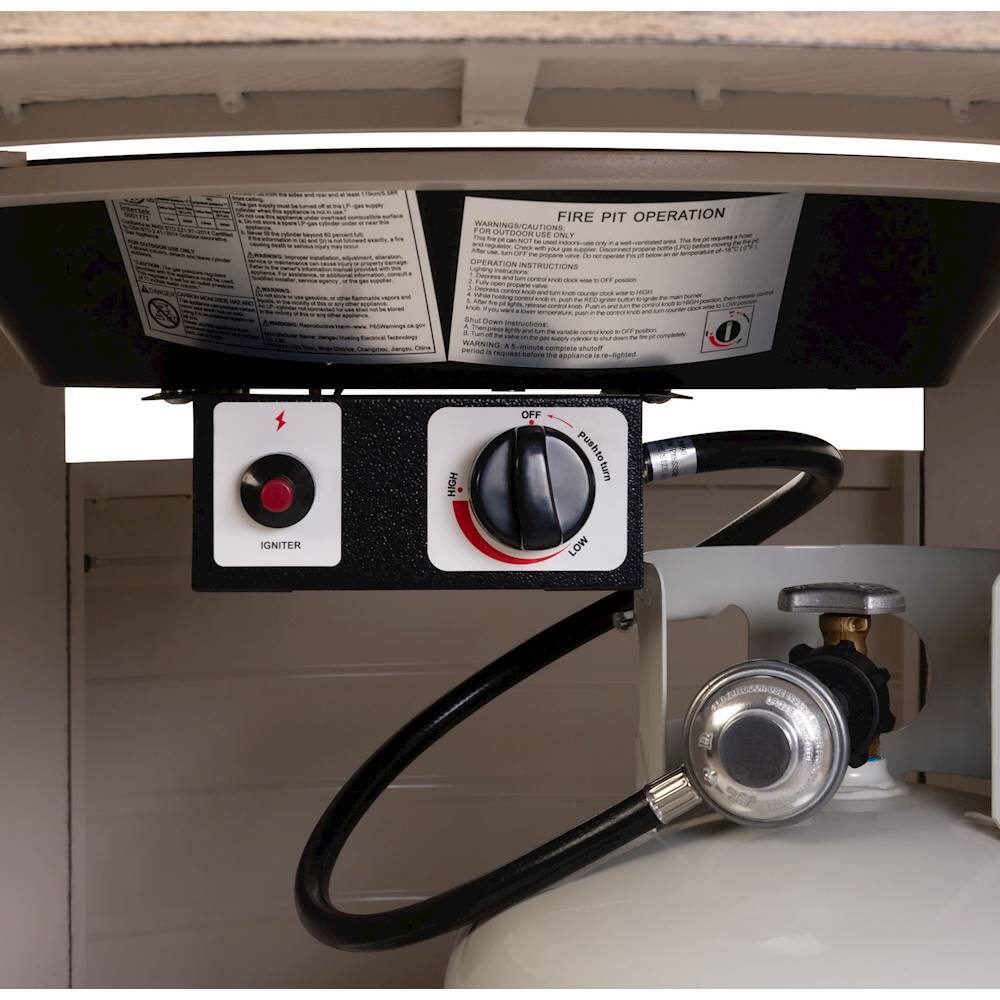 Alt View 13. Fire Sense - Thatcher Round Aluminum LPG Fire Pit - Driftwood.