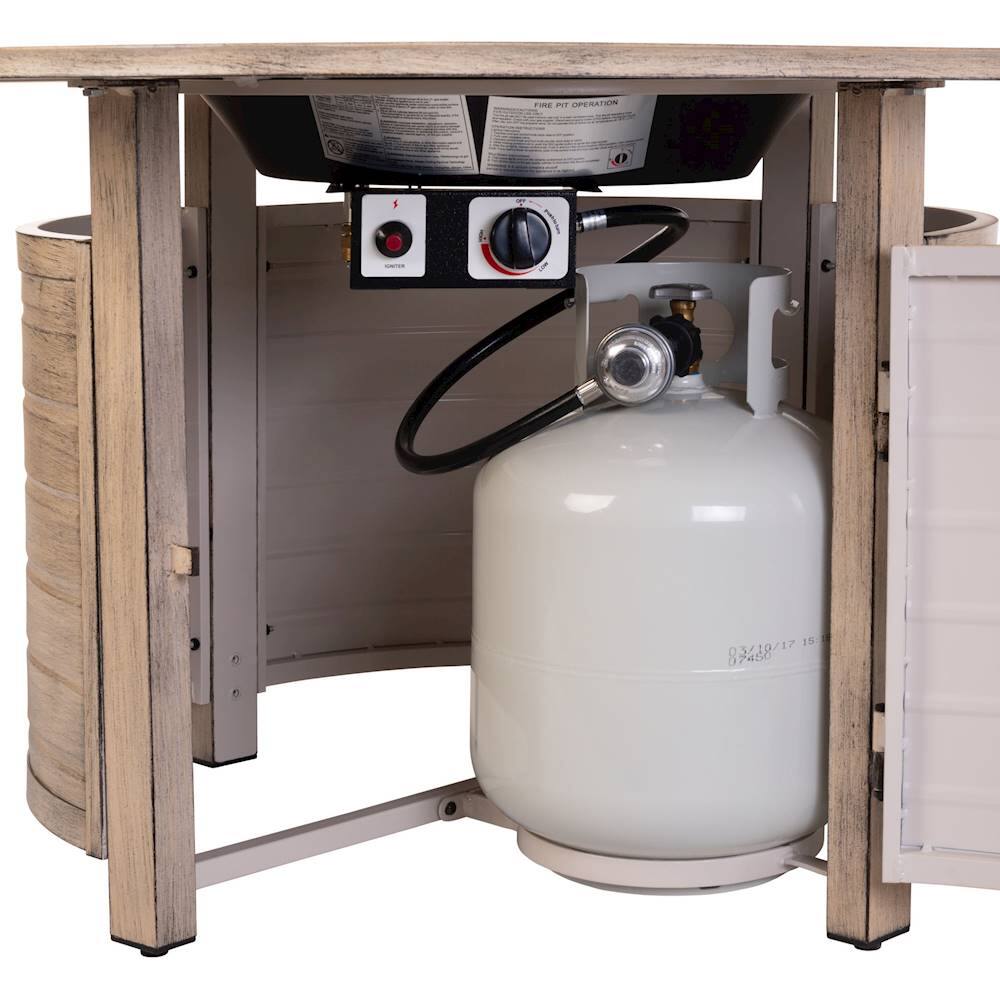 Alt View 14. Fire Sense - Thatcher Round Aluminum LPG Fire Pit - Driftwood.