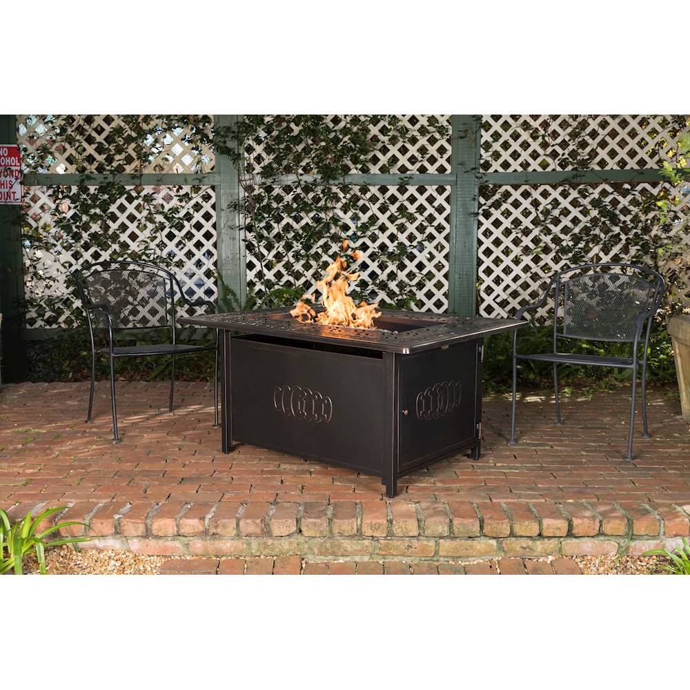 Fire Sense Dynasty Rectangular Aluminum Lpg Fire Pit Antique Bronze 62743 Best Buy 