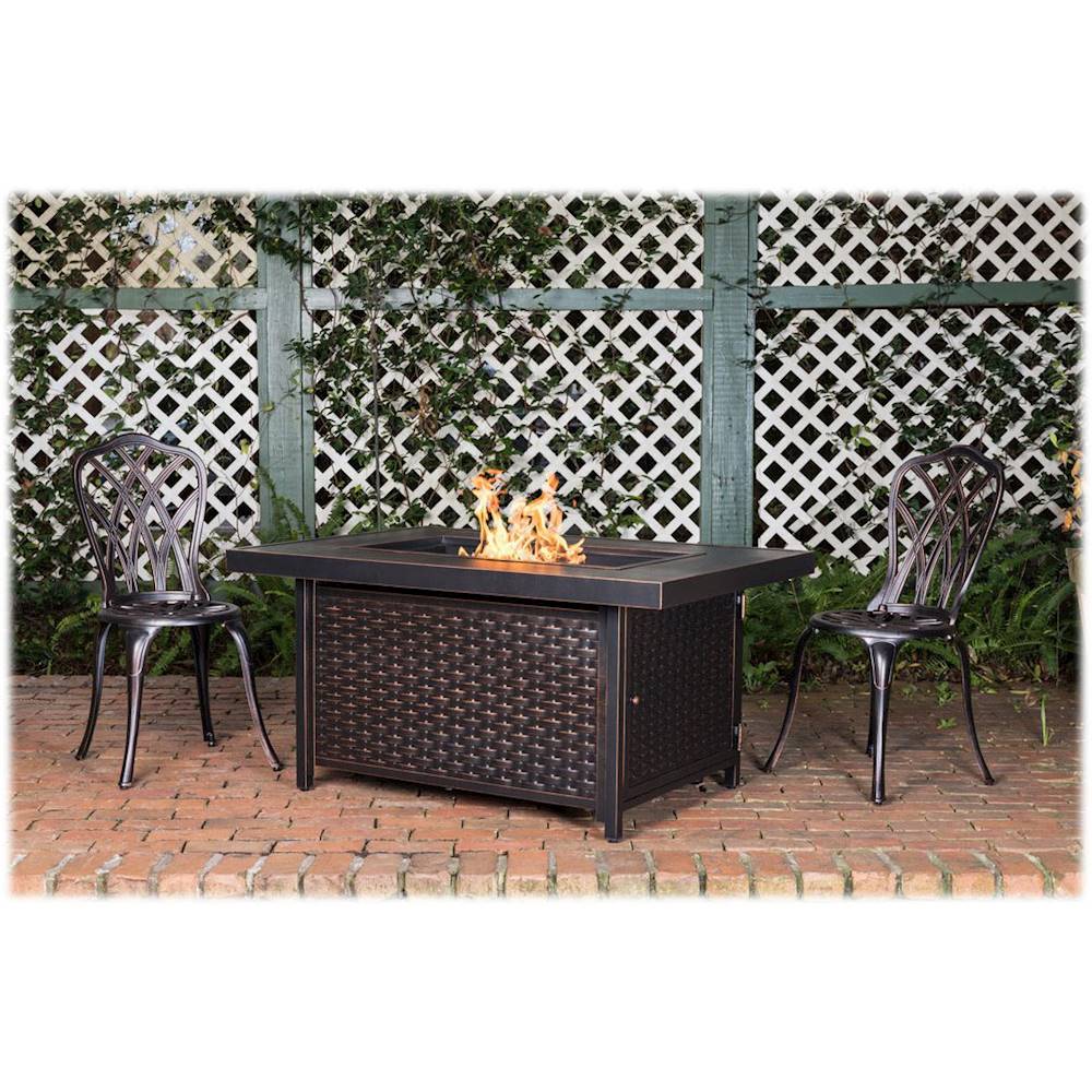 Fire Sense Baker Rectangular Aluminum LPG Fire Pit Brown 62747 - Best Buy