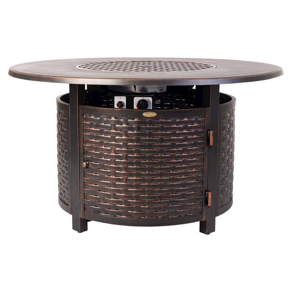Alt View 11. Fire Sense - Florence Woven Round Aluminum LPG Fire Pit - Antique Bronze.