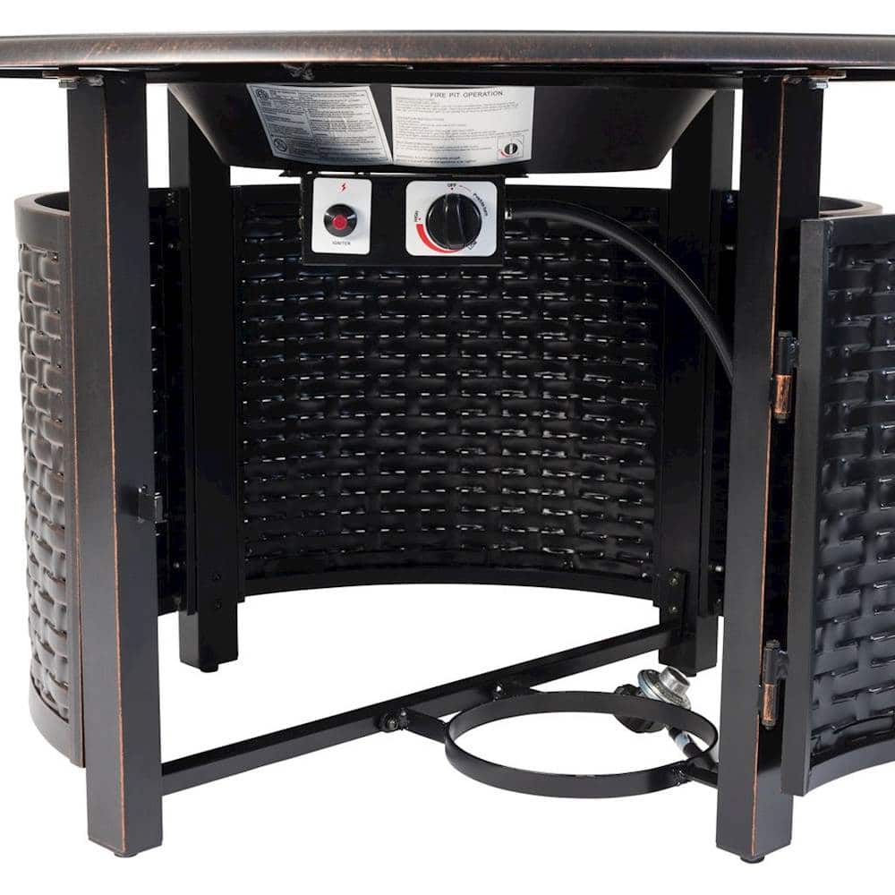 Alt View 14. Fire Sense - Florence Woven Round Aluminum LPG Fire Pit - Antique Bronze.