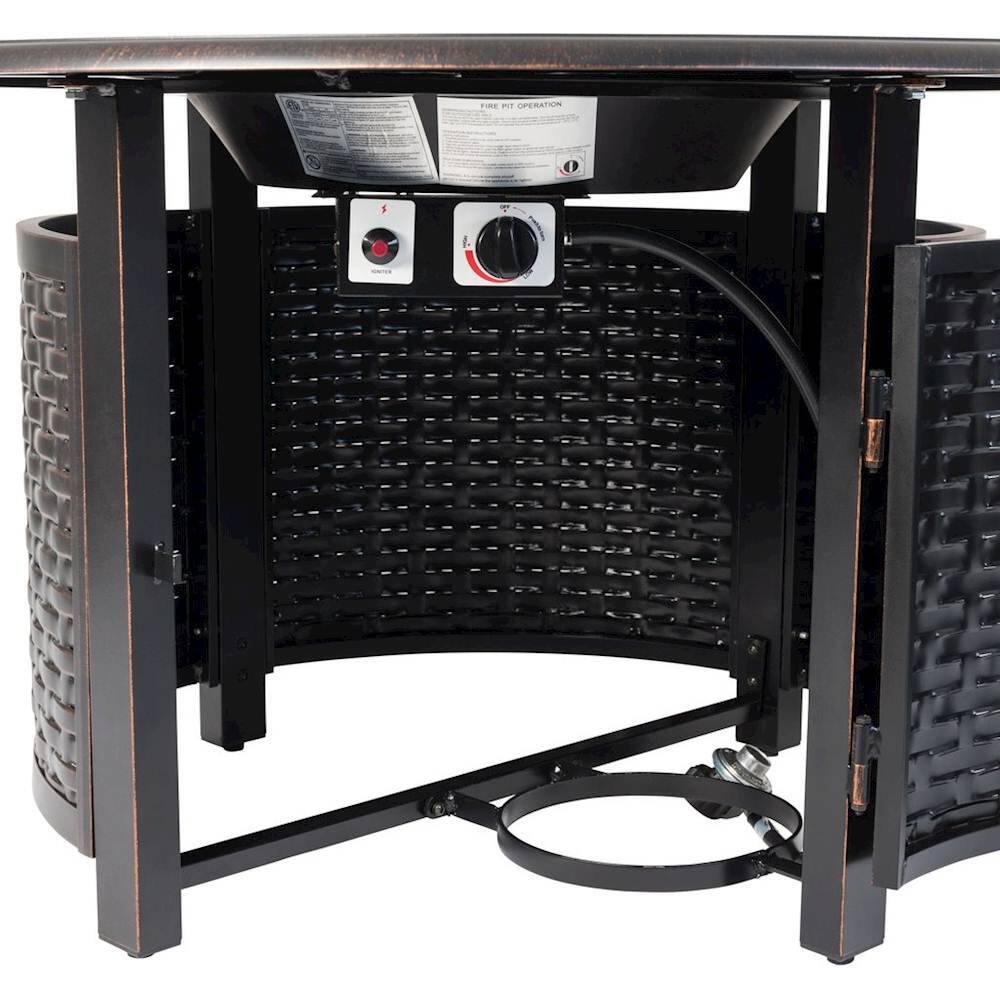 Alt View 14. Fire Sense - Florence Woven Round Aluminum LPG Fire Pit - Antique Bronze.