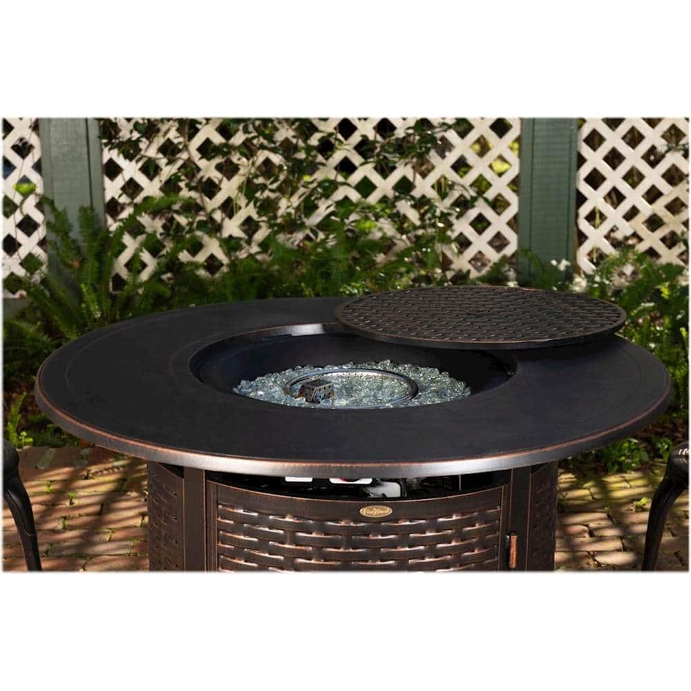 Alt View 20. Fire Sense - Florence Woven Round Aluminum LPG Fire Pit - Antique Bronze.