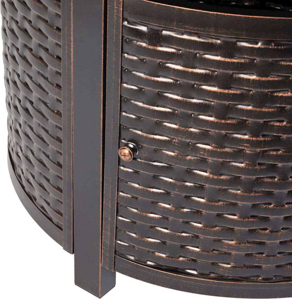 Alt View 22. Fire Sense - Florence Woven Round Aluminum LPG Fire Pit - Antique Bronze.