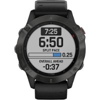 Garmin - fēnix 6 Sapphire GPS Smartwatch 33mm Fiber-Reinforced Polymer - Carbon Gray DLC With Black Band - Front_Zoom