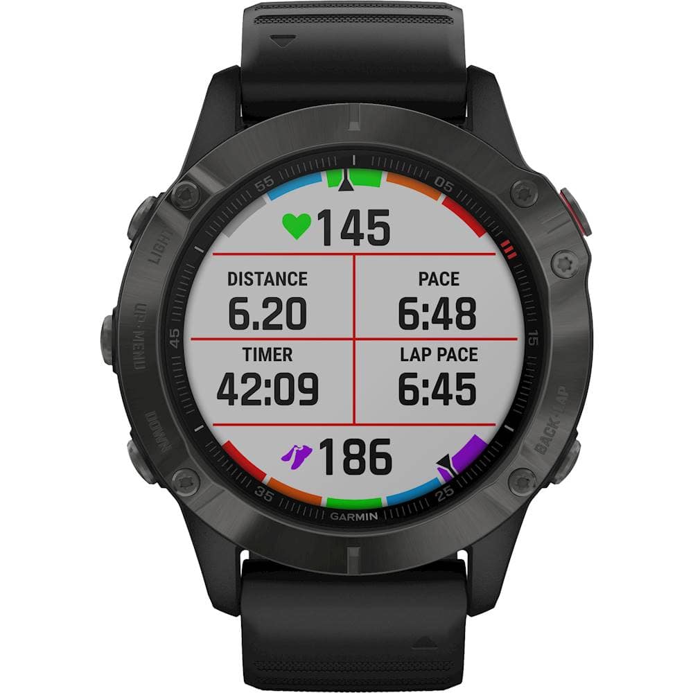 RELOJ GARMIN FÉNIX 6 ZAFIRO GRIS CARBÓN CON CORREA NEGRA 010-02158-11 -  Relojería y Joyería Iñaki