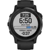 Garmin - fēnix 6S Pro Smartwatch 42mm Fiber-Reinforced Polymer - Black with Black Silicone Band - Front_Zoom