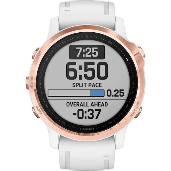 Garmin - fēnix 6S Pro Smartwatch 42mm Fiber-Reinforced Polymer - Rose Gold-tone with White Silicone Band