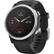 Left. Garmin - fēnix 6S GPS Smartwatch 30mm Fiber-Reinforced Polymer - Silver with Black Silicone Band.