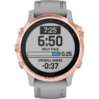 Garmin - fēnix 6S Sapphire GPS Smartwatch 30mm Fiber-Reinforced Polymer - Rose Gold-tone with Powder Gray Silicone Band - Front_Zoom
