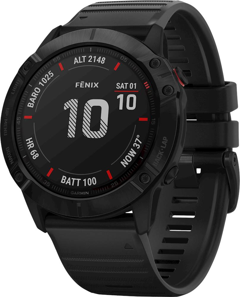 Left View: Garmin - fēnix 6X Pro GPS Smartwatch 51mm Fiber-Reinforced Polymer - Black