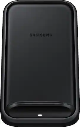 Front. Samsung - 15W Qi Certified Fast Charge Wireless Charging Stand for iPhone/Android - Black.