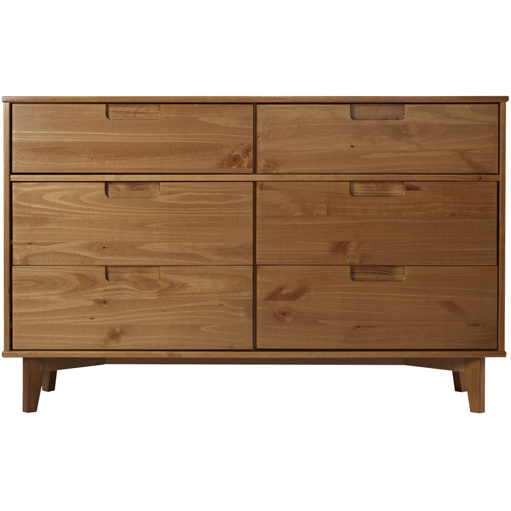 Walker Edison Mid Century Modern Solid, 6 Drawer Real Wood Dresser
