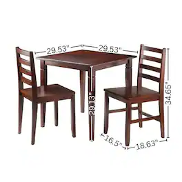 FurniFact - Square Dining Set - Walnut