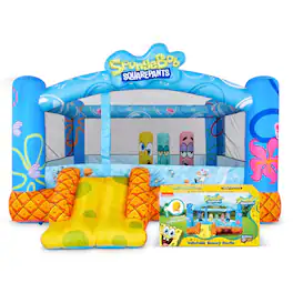 Sunny & Fun - SpongeBob Inflatable Bounce House for Kids with Air Blower, Stakes & Repair Kit