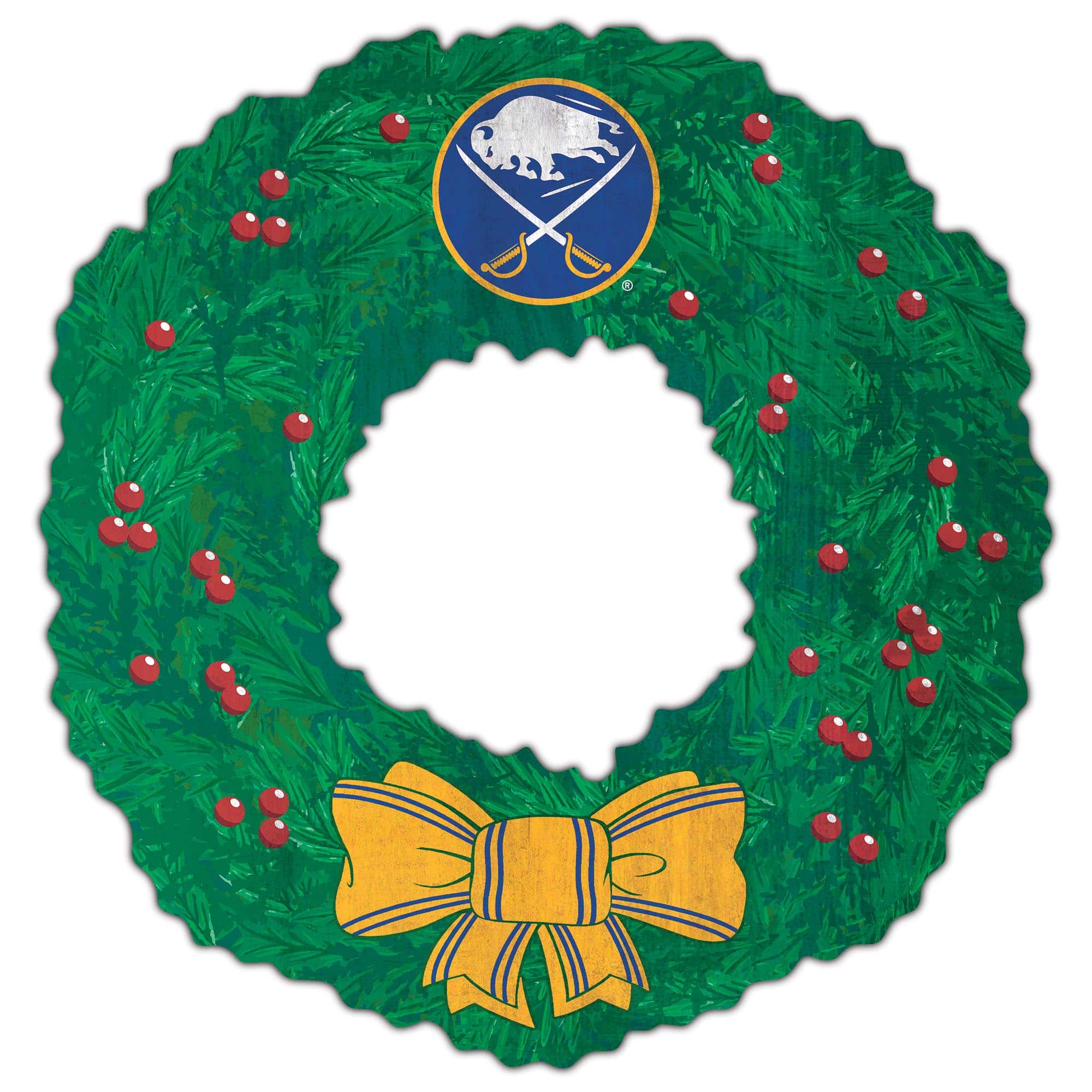 Front. Fan Creations - Buffalo Sabres 16'' Team Wreath Sign - Green.