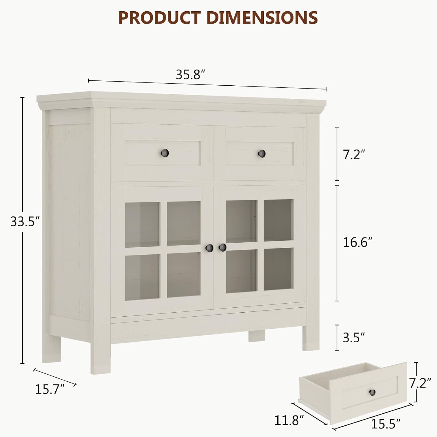 PRODUCT DIMENSIONS

35.8" x 7.2" x 33.5" x 16.6" x 3.5" x 15.7" x 11.8" x 7.2" x 15.5"