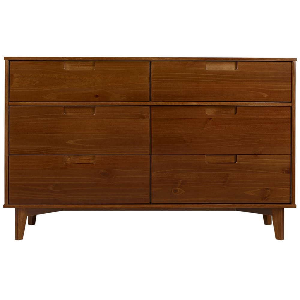 Walker Edison - Mid Century Modern Solid Wood 6-Drawer Dresser - Walnut