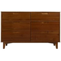 Walker Edison - Mid Century Modern Solid Wood 6-Drawer Dresser - Walnut - Front_Zoom