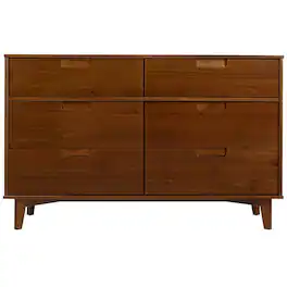 Walker Edison - Retro Solid Wood 6-Drawer Dresser - Walnut