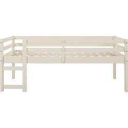 Walker Edison - Traditional Twin-Size Low Loft Bed Frame - White - Front_Zoom