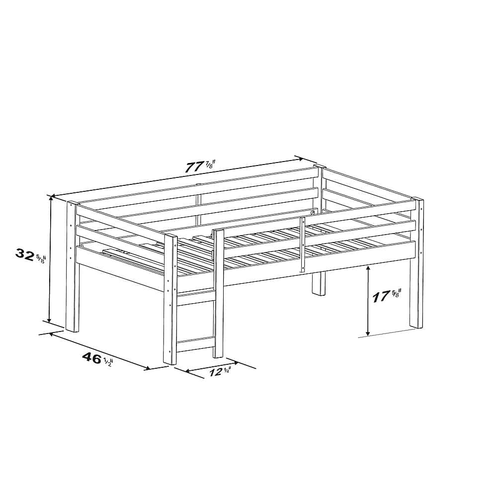 Best Buy: Walker Edison Solid Wood Low Loft Twin Bed Frame White BBWJRTOLWH