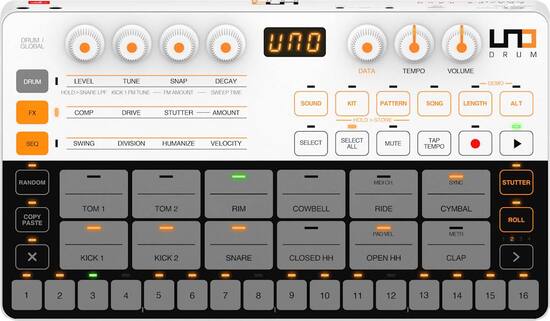 IK Multimedia UNO Drum Analog/PCM Drum Machine White/Black