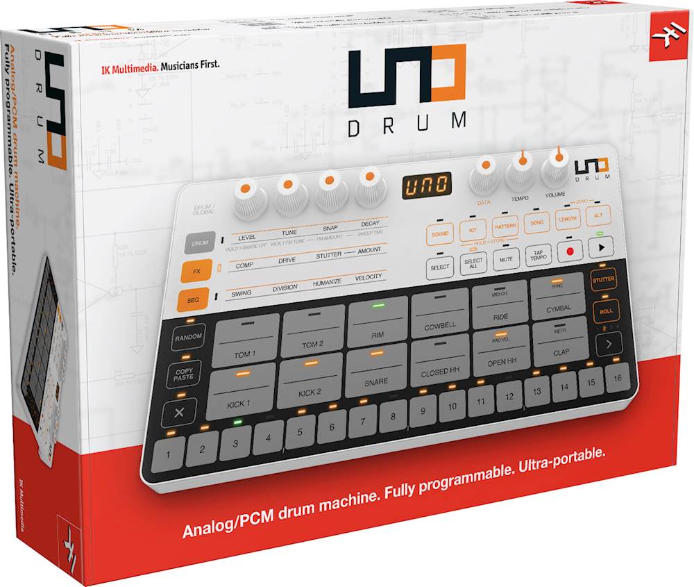 IK Multimedia - UNO Drum Analog/PCM Drum Machine - White/Black