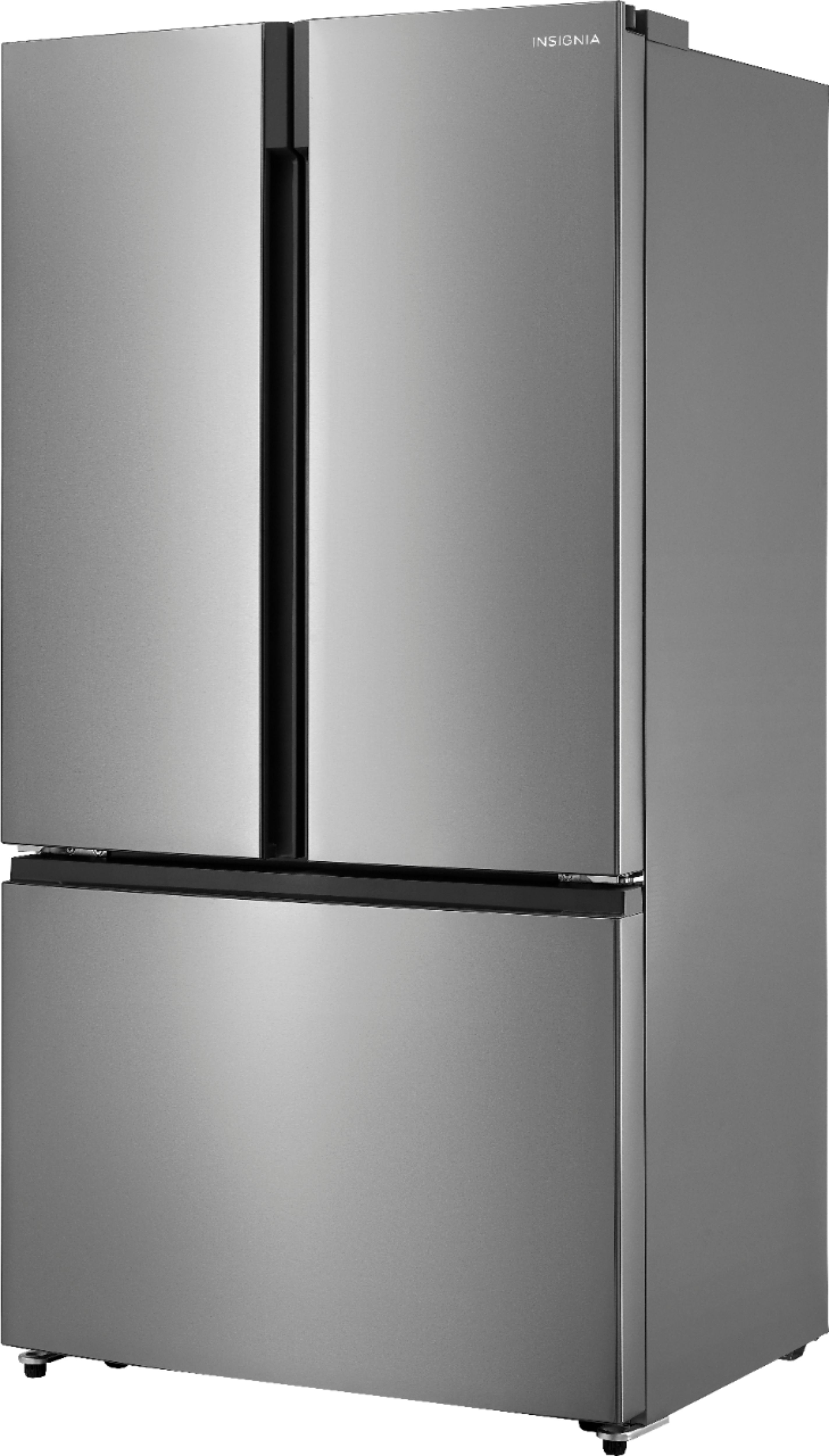 Left View: Insignia™ - 20.9 Cu. Ft. French Door Counter-Depth Refrigerator - Stainless steel