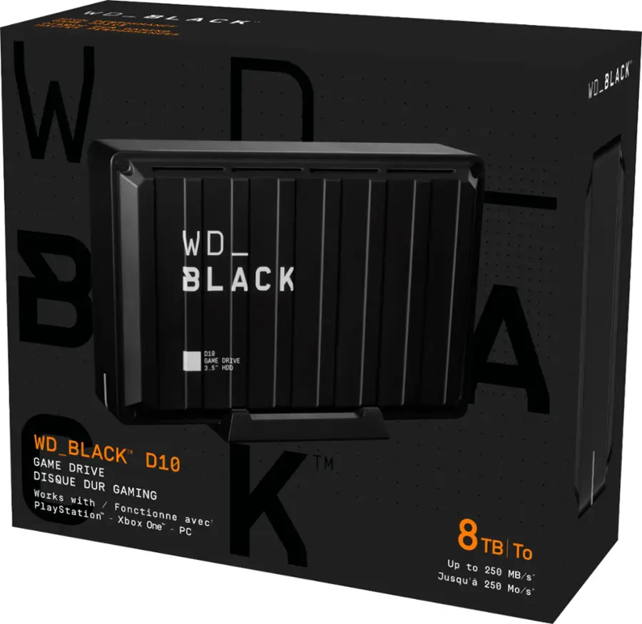 Alt View 17. WD - BLACK D10 8TB External USB 3.2 Gen 1 Portable Hard Drive - Black.